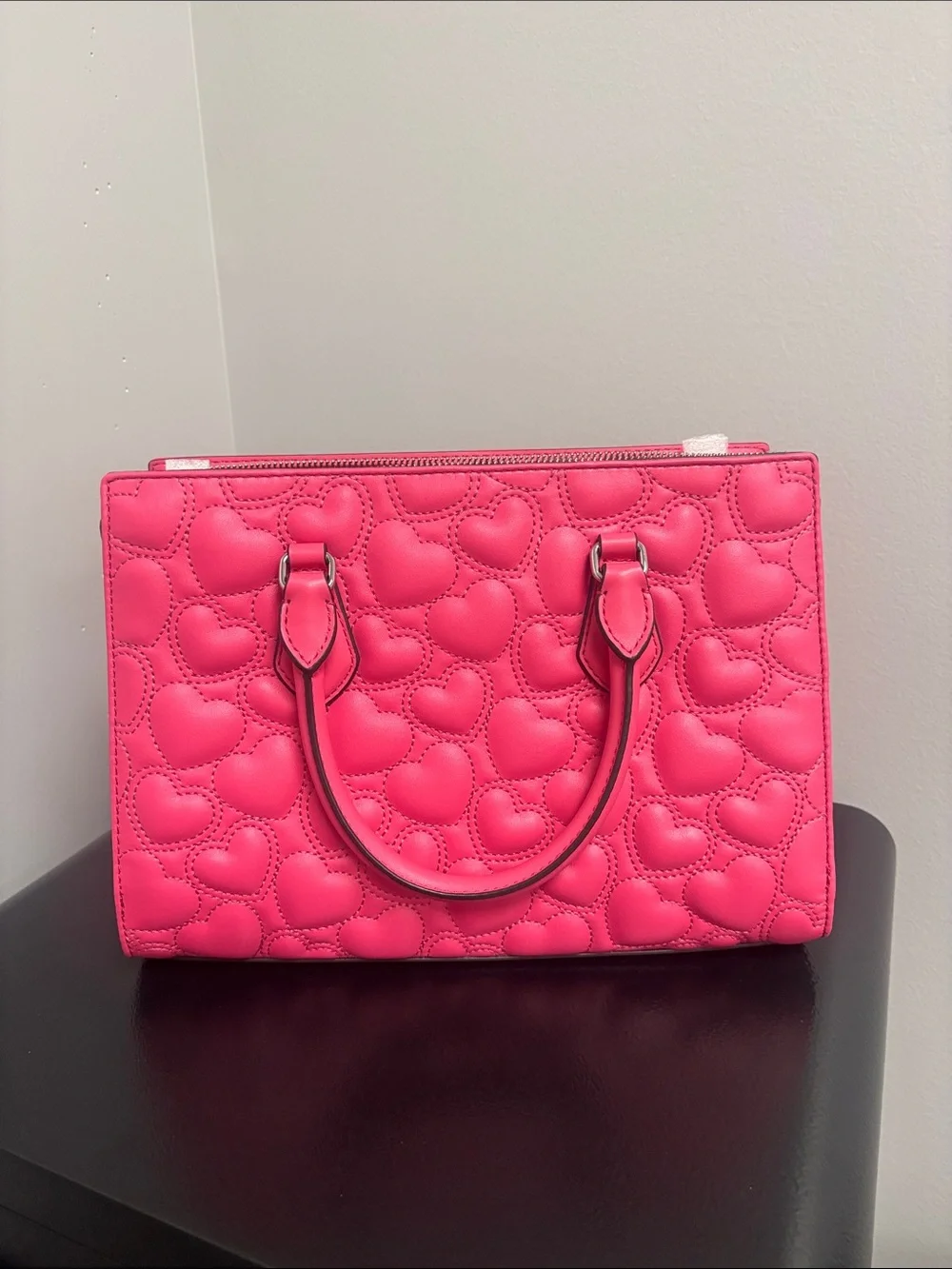 Michael Kors Sheila Pink Quilted Heart Leather Satchel - Picture 5 of 6